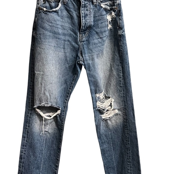 Disstressed Light Blue Denim Jeans - Picture 3 of 12